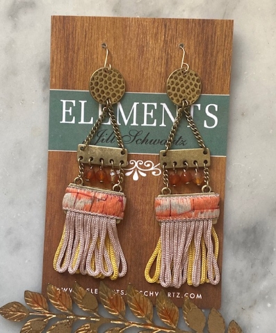 Beaded Ladder Earrings with Tassels  - SALE