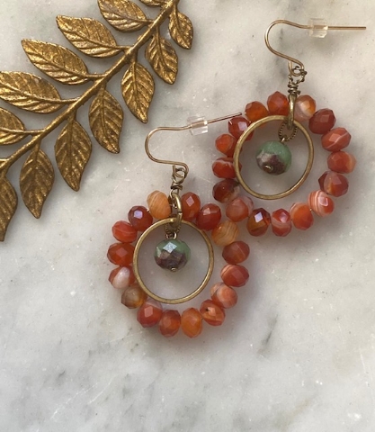 Carnelian Hoop Earrings - SALE