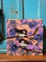 Two Chickadees & Pansies - 12x12
