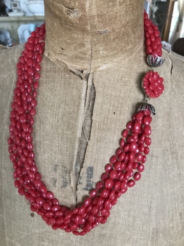 Ruby Seed Bead Necklace - SALE