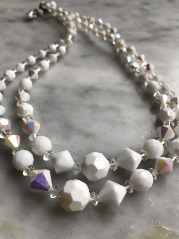 Iridescent & Milk Glass Duet Strand - SALE