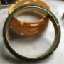 Vintage Creamed Spinach & Brass Tone Bangle