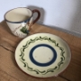 check Coloured Cockerel Aller Teacup & Saucer