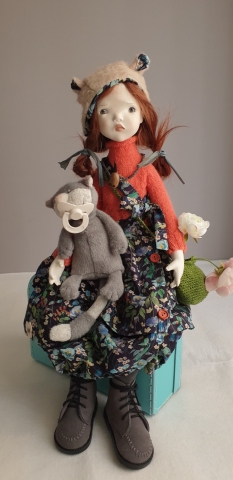 Bon Voyage Kamiko & Kitty - OOAK Art Doll Set 58cm/22.75"" 
