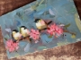 Picture of Three Chickadees & Cherry Blossoms - 13x21 - SALE