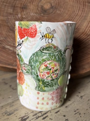 Picture of Tea Lovers Vase - art vase by Julie Whitmore