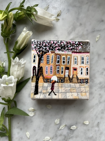 Picture of "NYC Streetscape 2" - 4x4 Original by Nikki Monaghan 