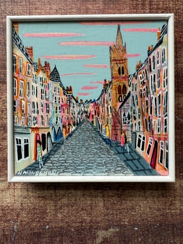 Picture of "The Royal Mile, Morning Pink" - 6x6 original art by Nikki Monaghan 