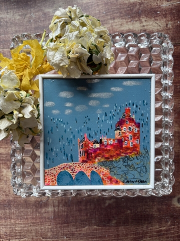 Picture of "Eilean Donan, Autumn" - 6x6 original art by Nikki Monaghan
