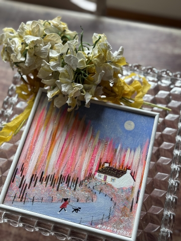 Picture of "Our Moonlit Walk" - 6x6 original art by Nikki Monaghan 