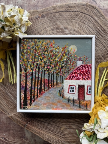Picture of "The Tree Lined Road" - 6x6 original art by Nikki Monaghan