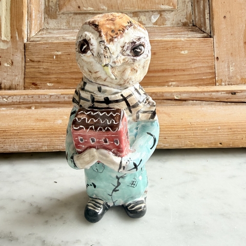 Picture of The Owl - ooak hand built figure by Julie Whitmore